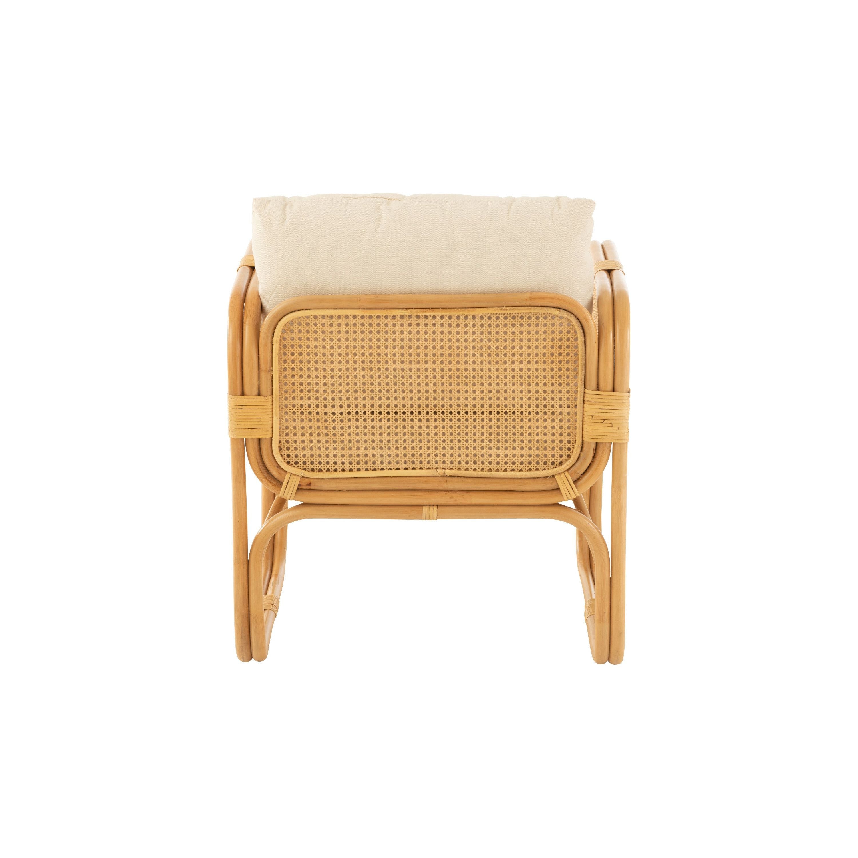 Armchair + cushion Rattan/textile Natural/white