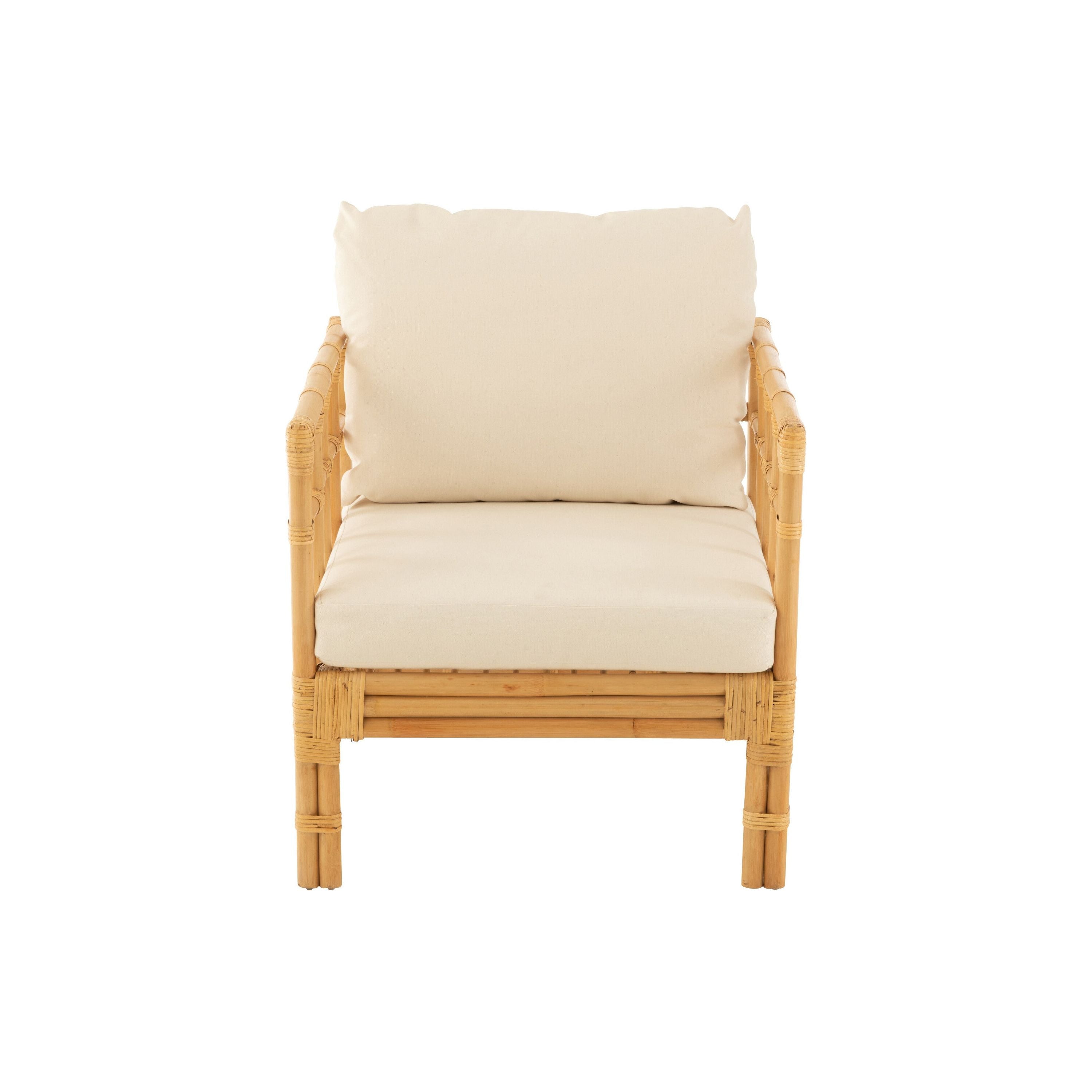 Elise armchair + cushion Rattan/textile Natural/white