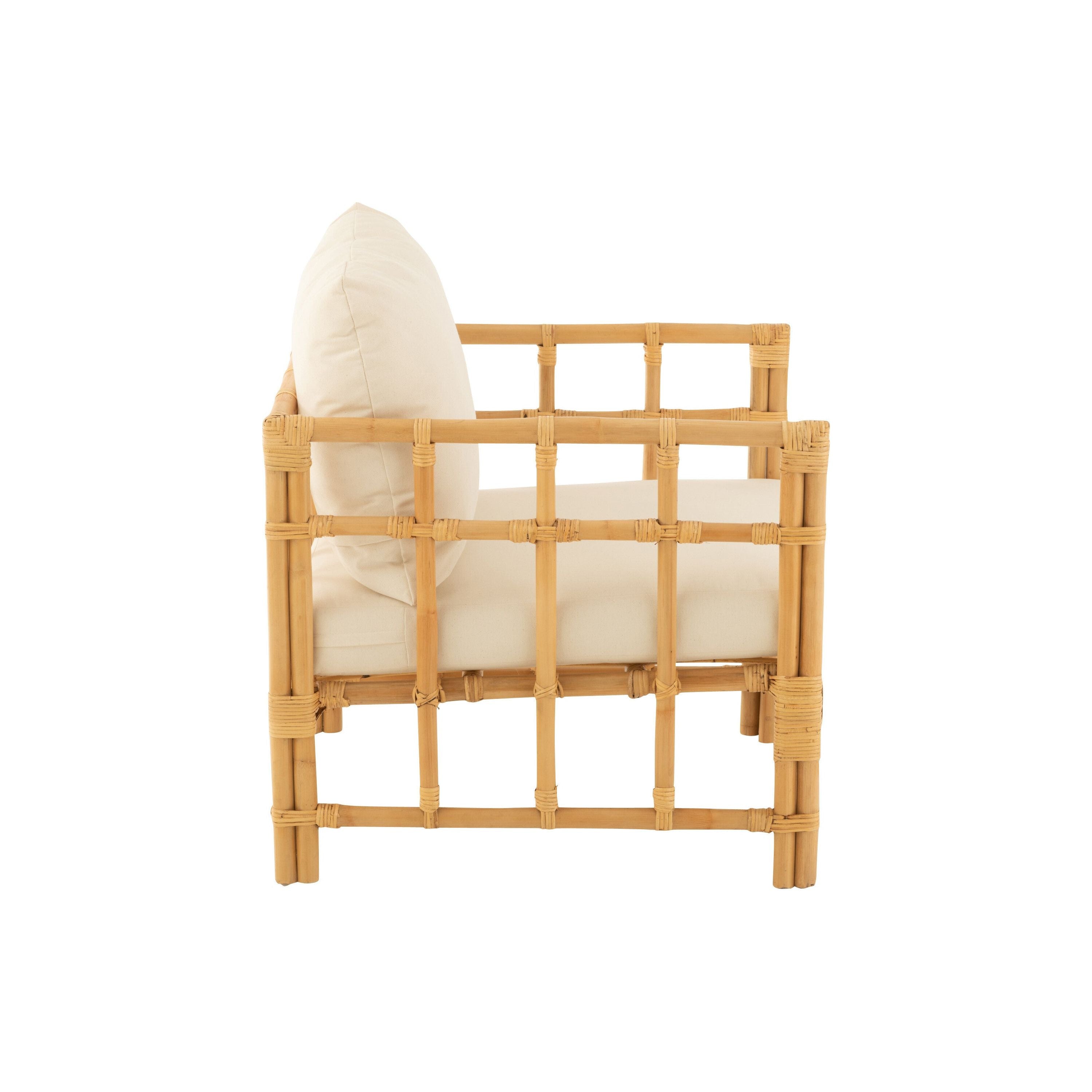 Elise armchair + cushion Rattan/textile Natural/white