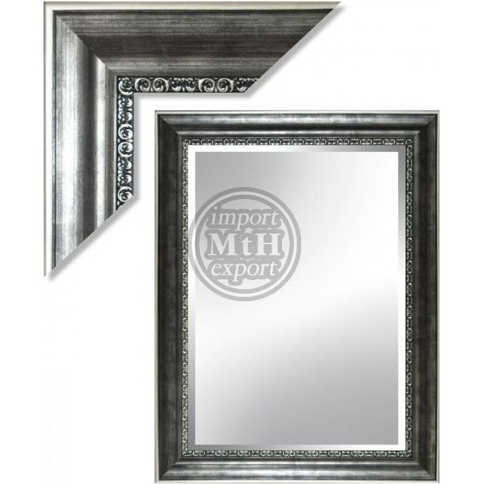 Mirror with facet, 84x142cm incl. frame. Black-Silver