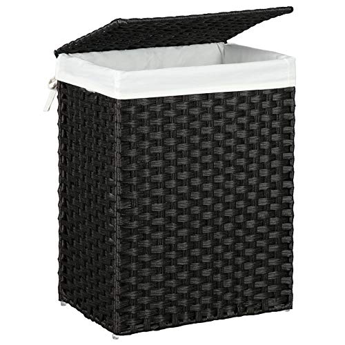 Black synthetic rattan laundry basket