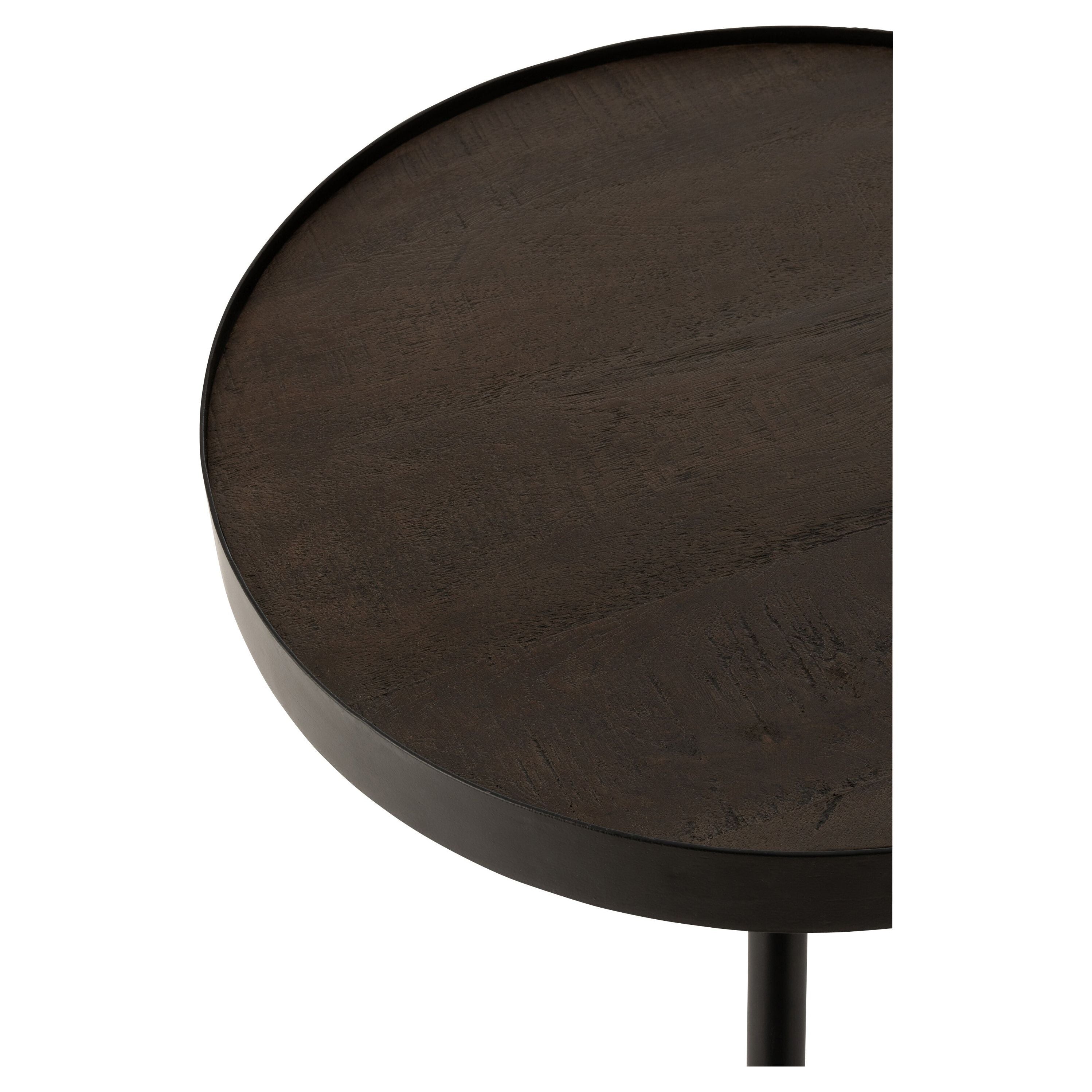 Side table Fien High Mango Wood Iron Dark Brown Black