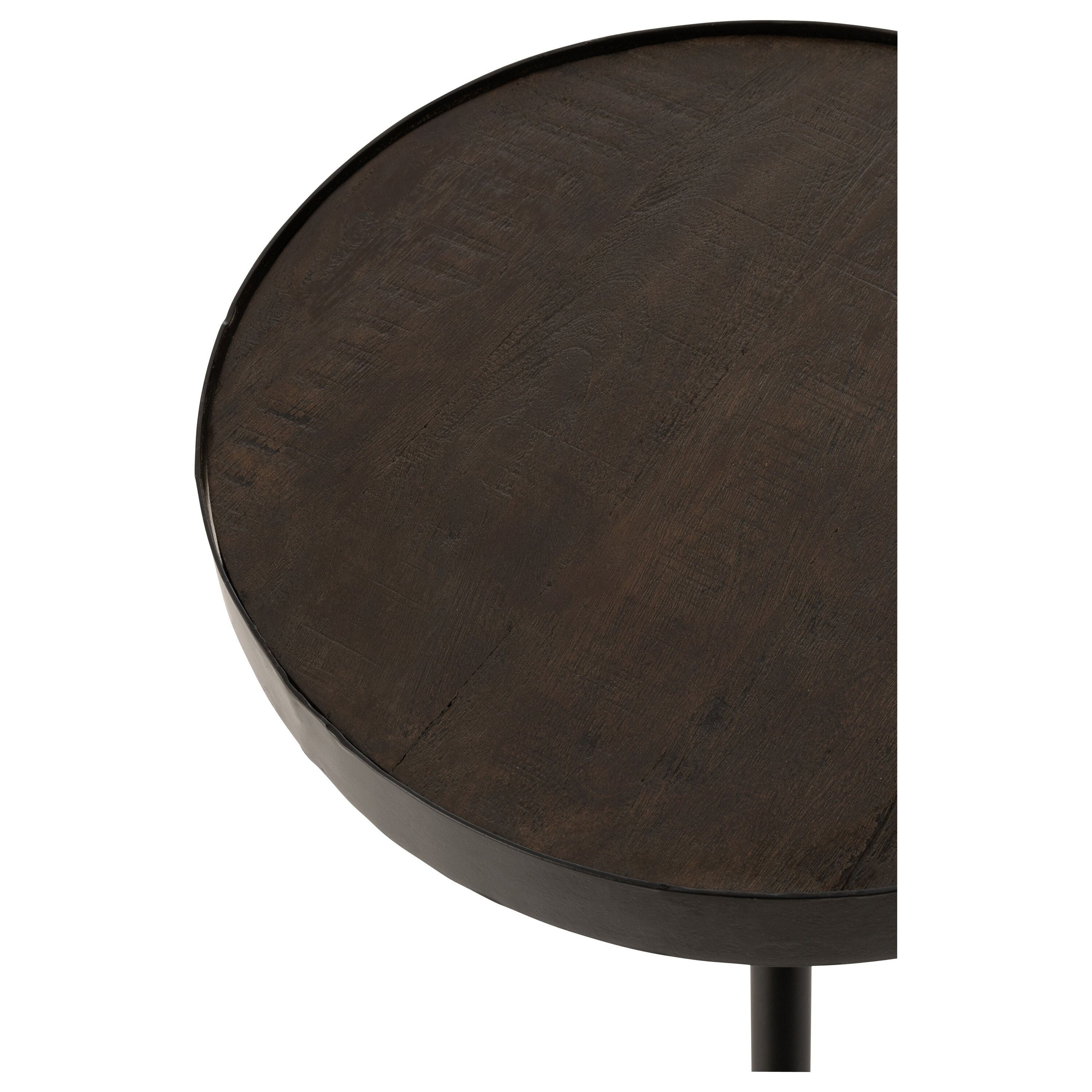 Side table Fien Mango Wood Iron Dark Brown Black