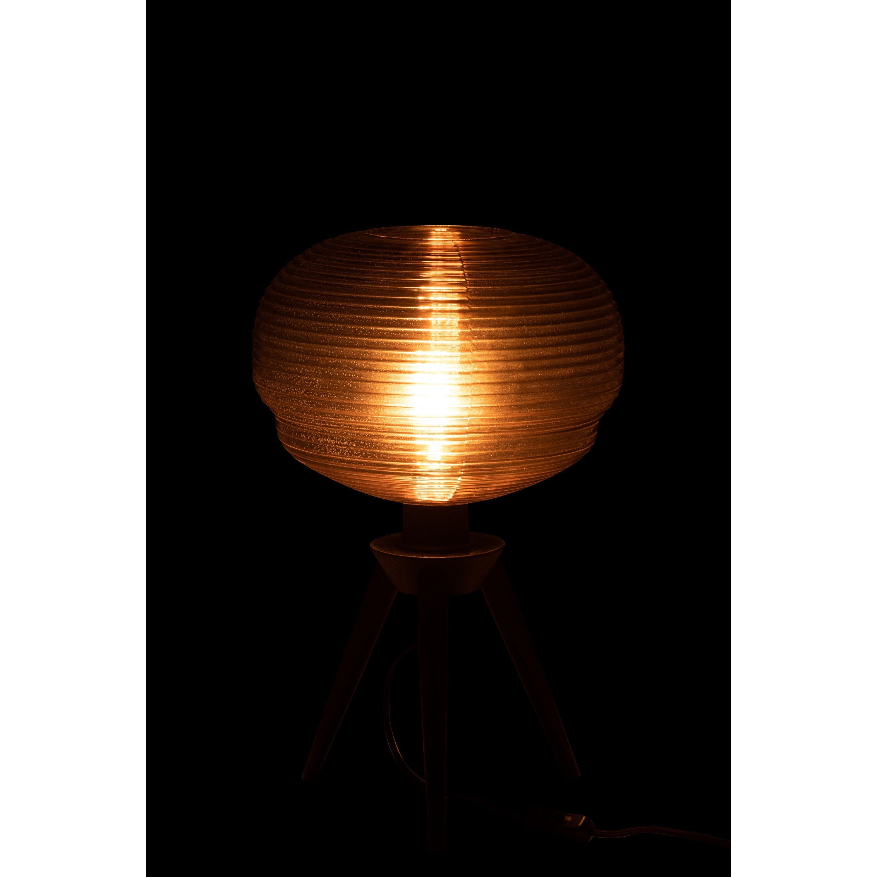 Table lamp Teri Tripod Glass/wood Gray/black