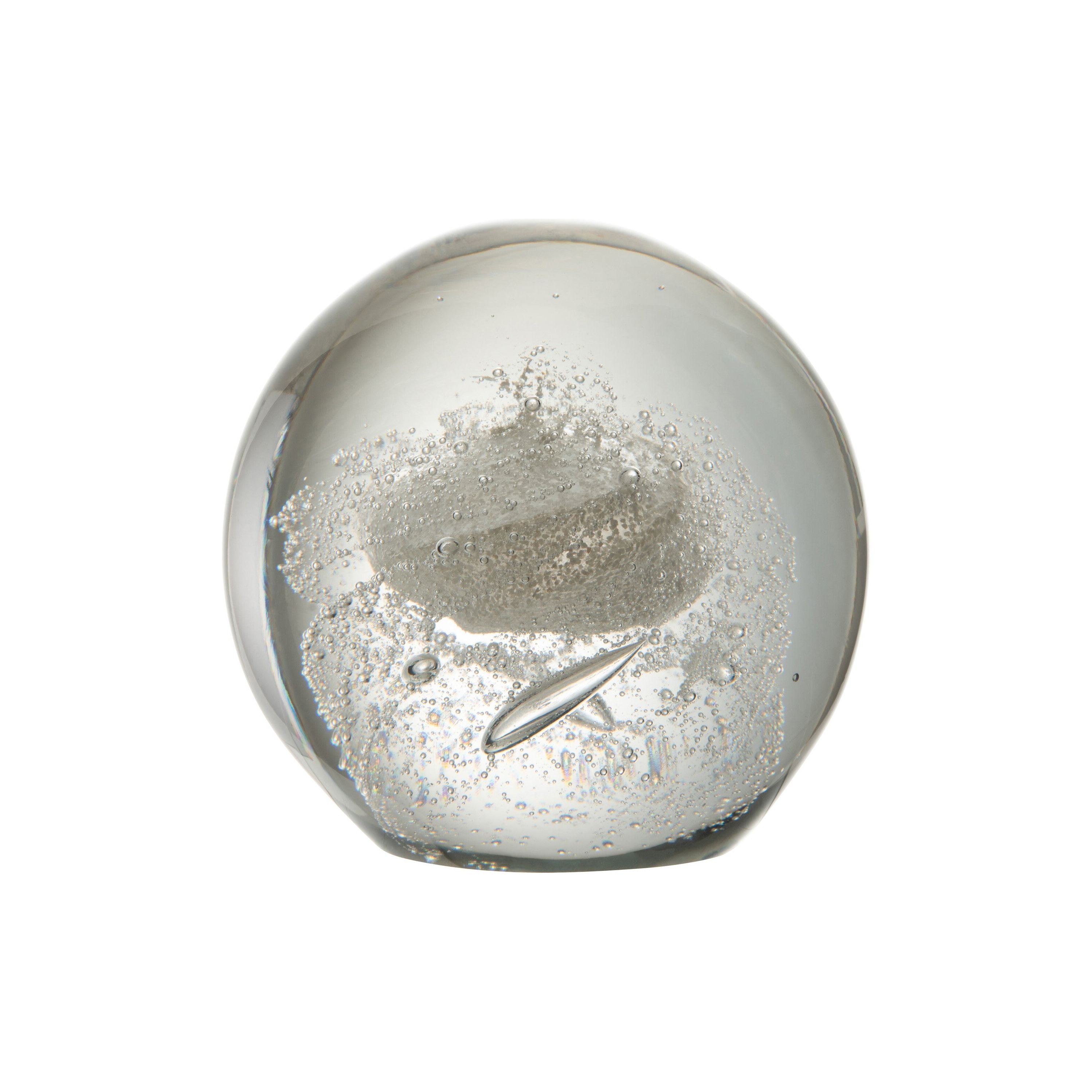Paperweight Bubble Glass Silver Extralarge