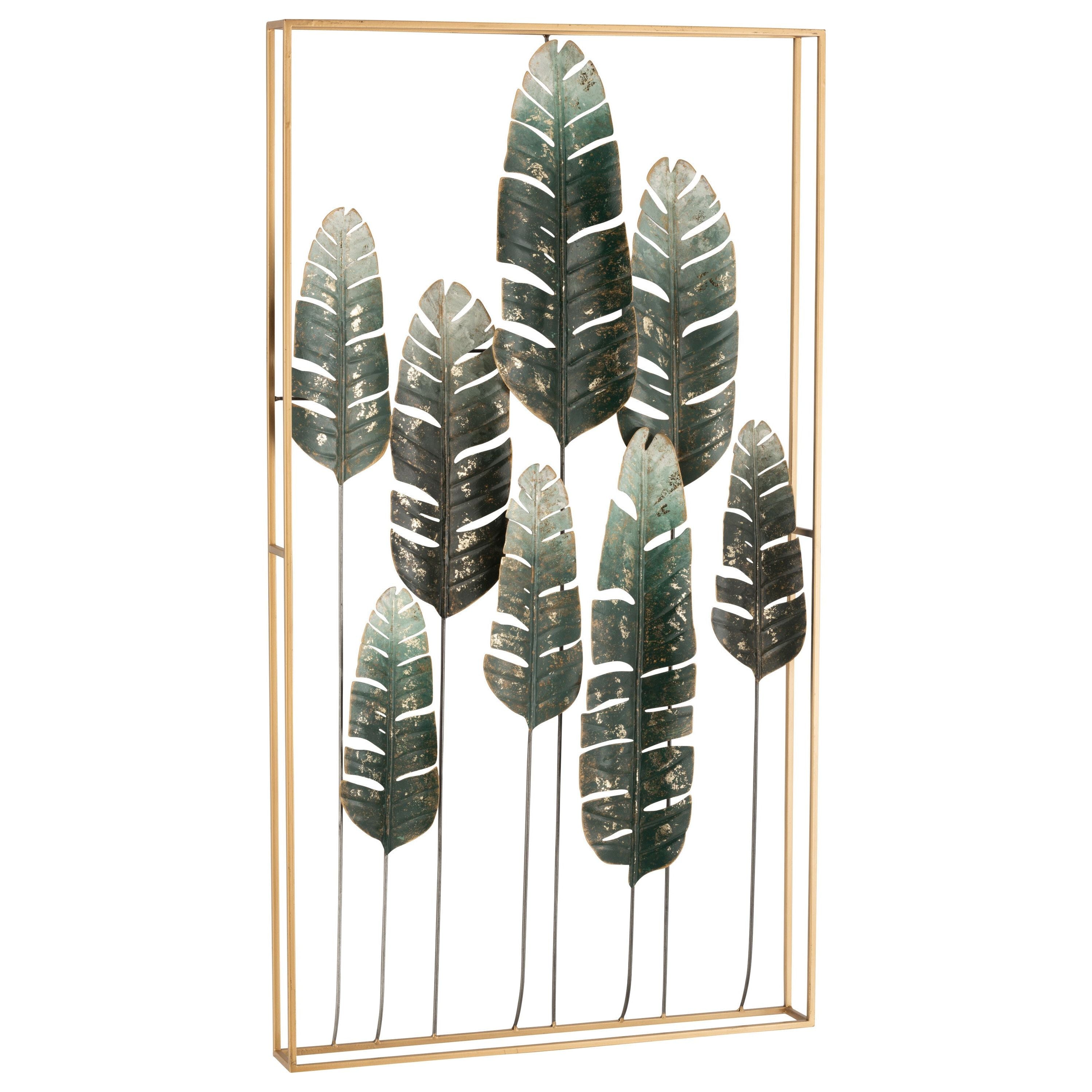 Wall decoration Leaves Metal Gold/green