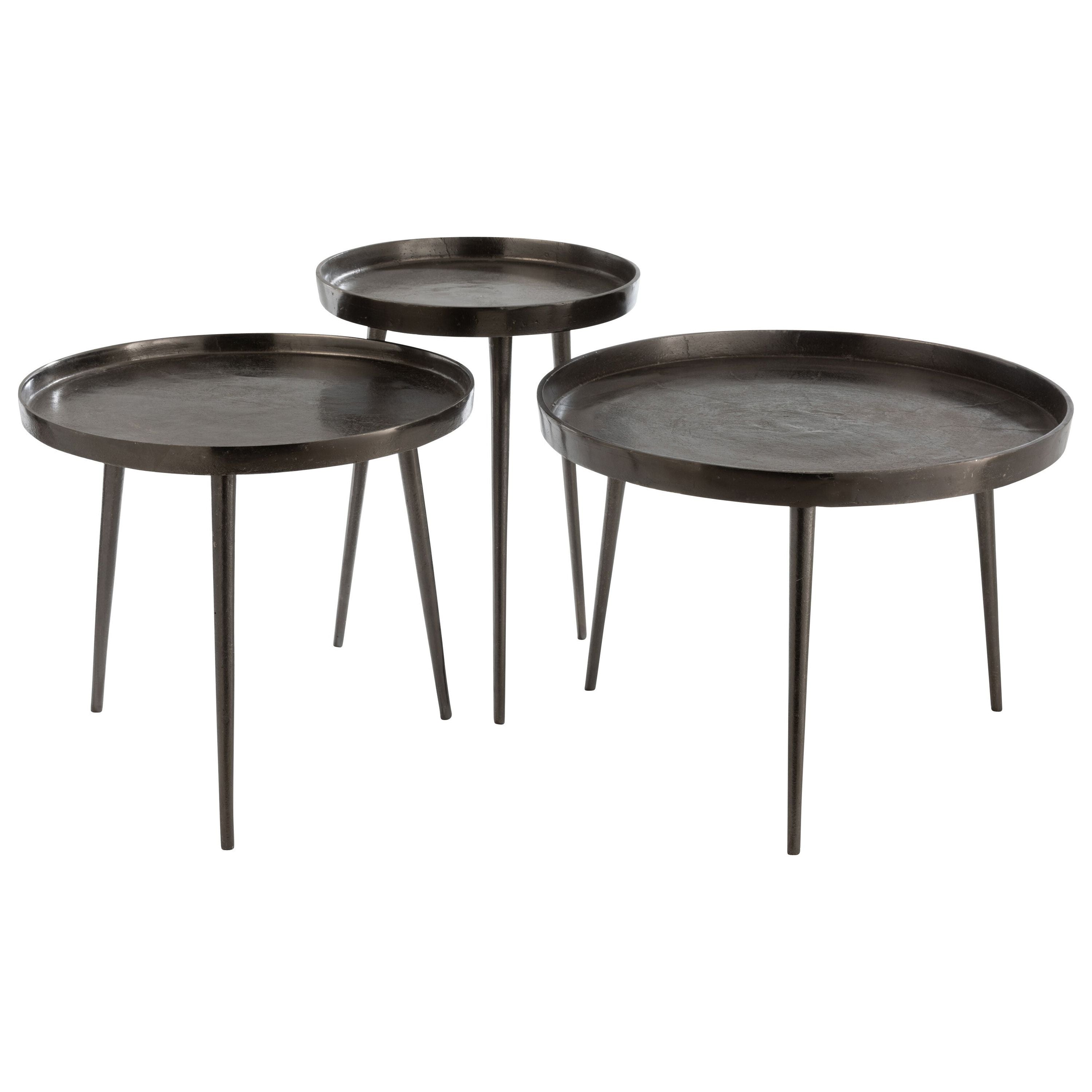 Side Tables Plateau Straight Round Metal Dark Gray