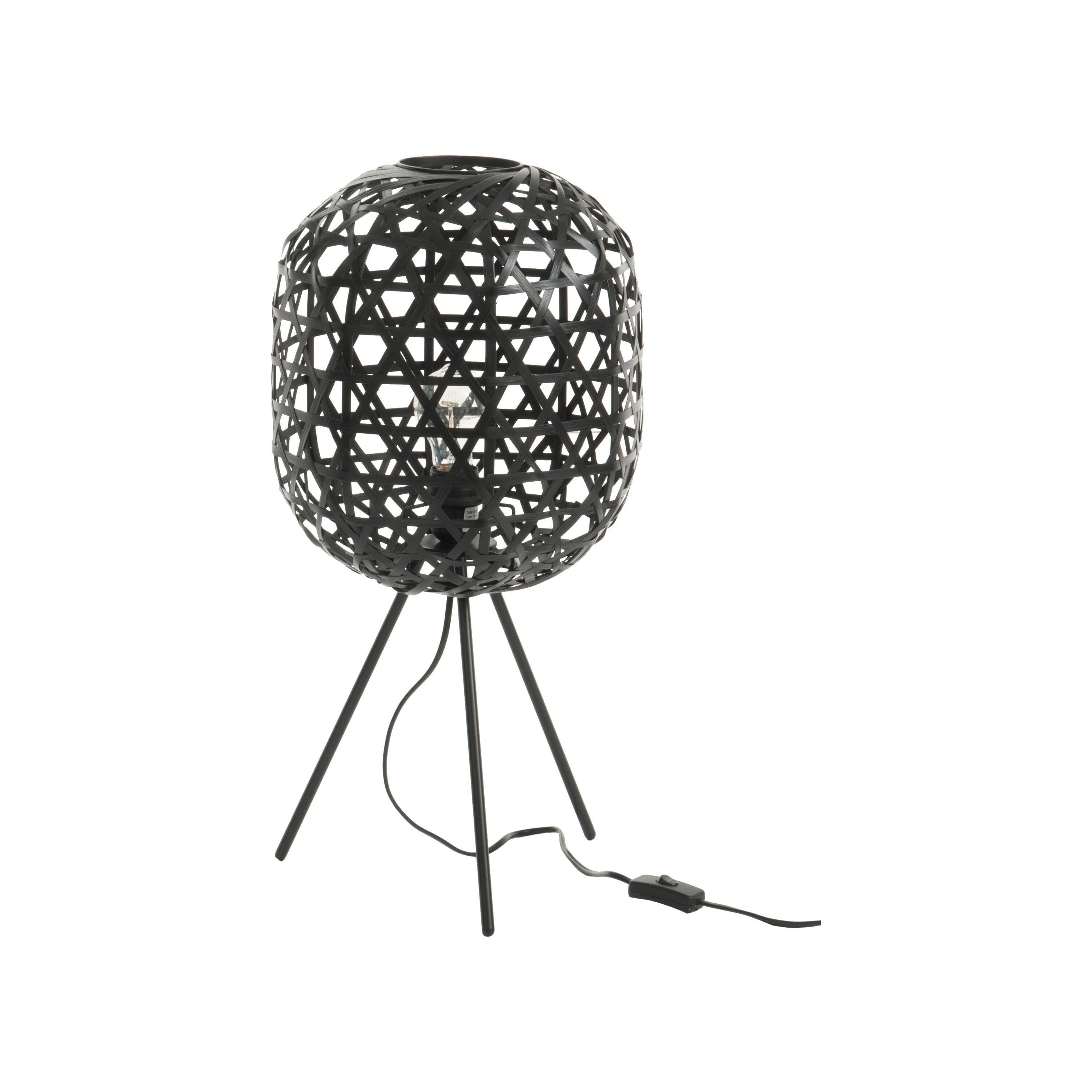 Table lamp Tripod Round Bamboo/metal Black
