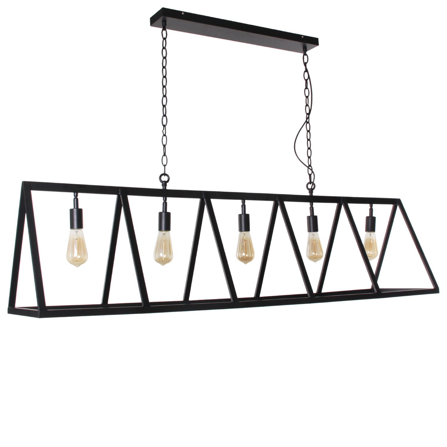 Scandinavische Hanglamp Valerio 150 cm 5 Lichts Zwart