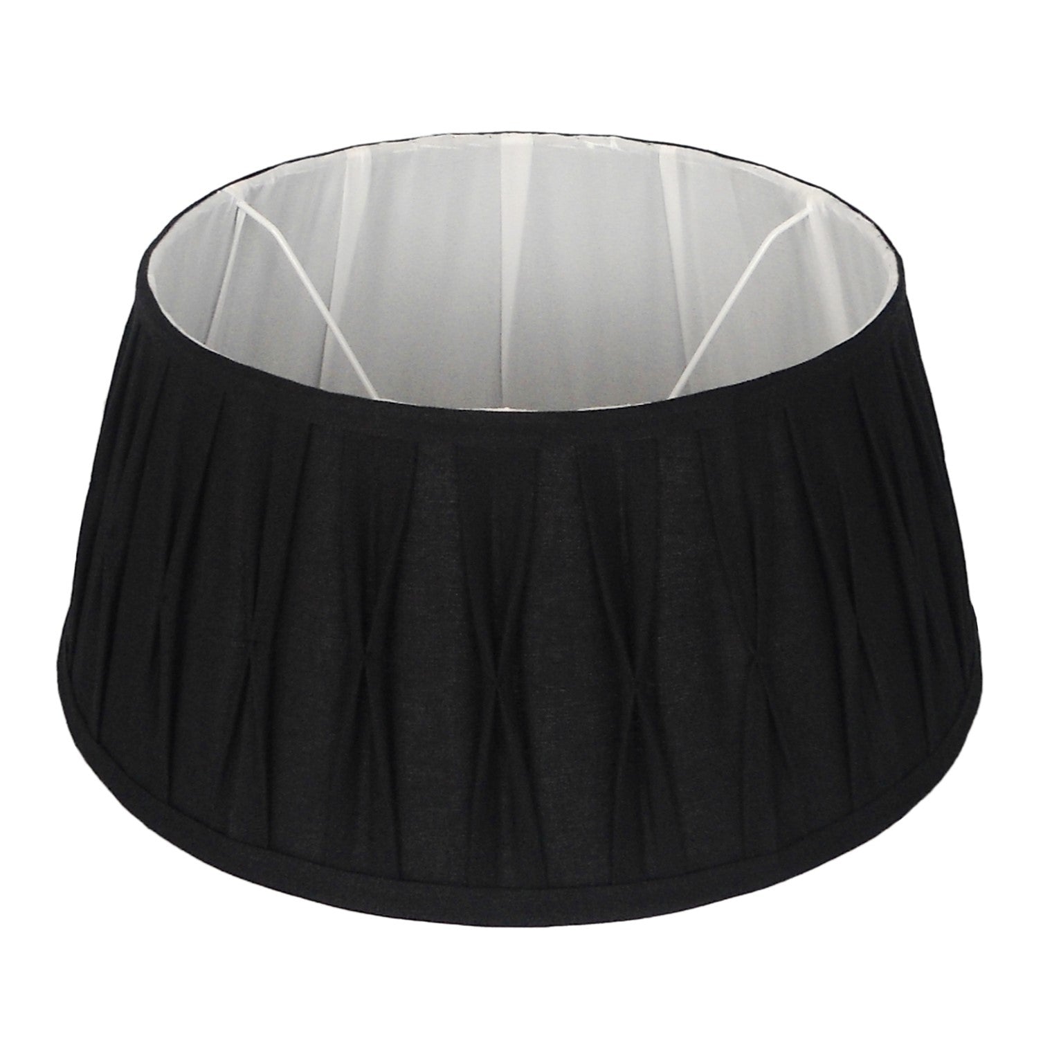 Landelijke Staande Lampenkap Plisse Riva Drum 40 cm zwart