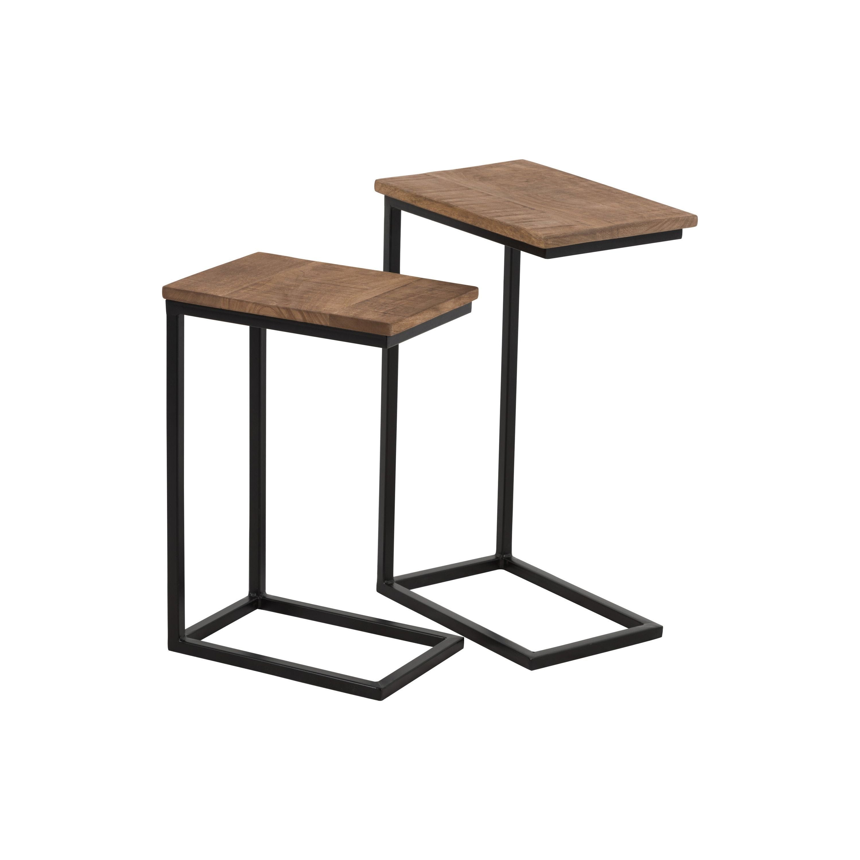 Side table Rectangle Metal/wood Black/natural