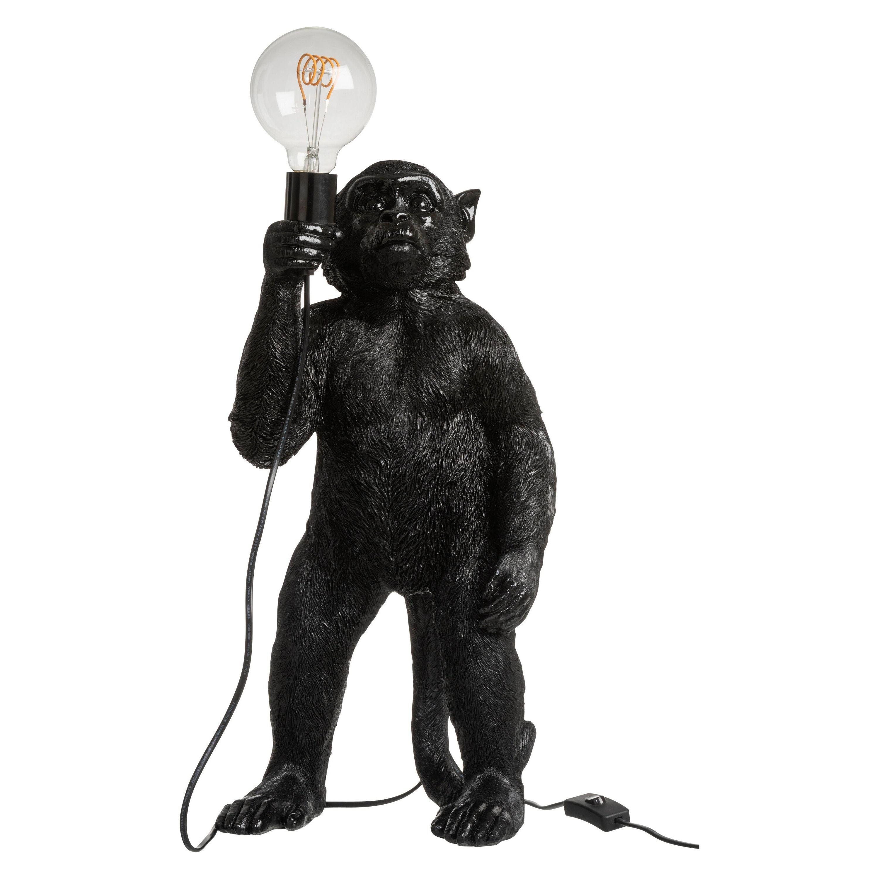 Lamp Monkey Standing Polyresin Black