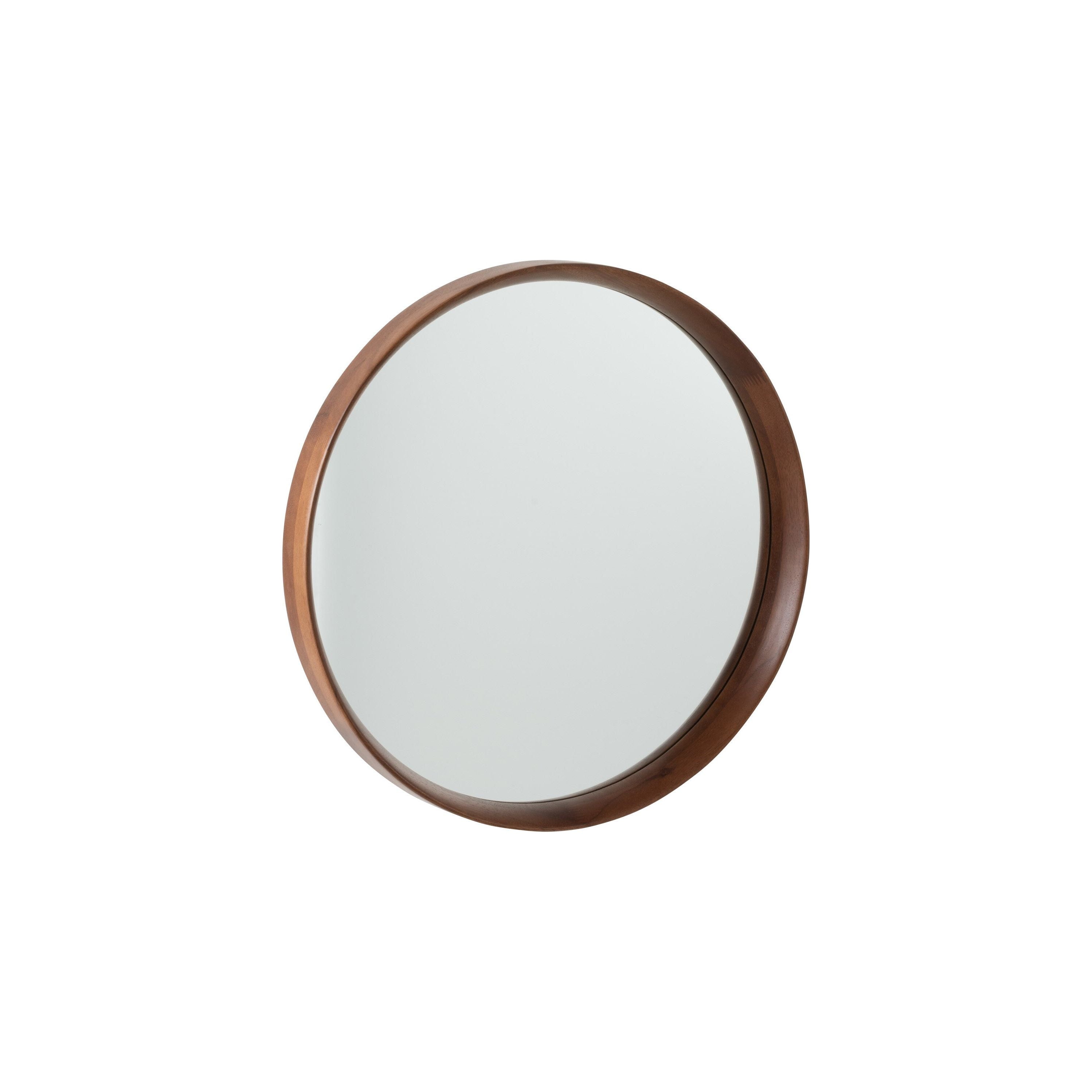 Mirror Round Wood/glass Dark Brown Large