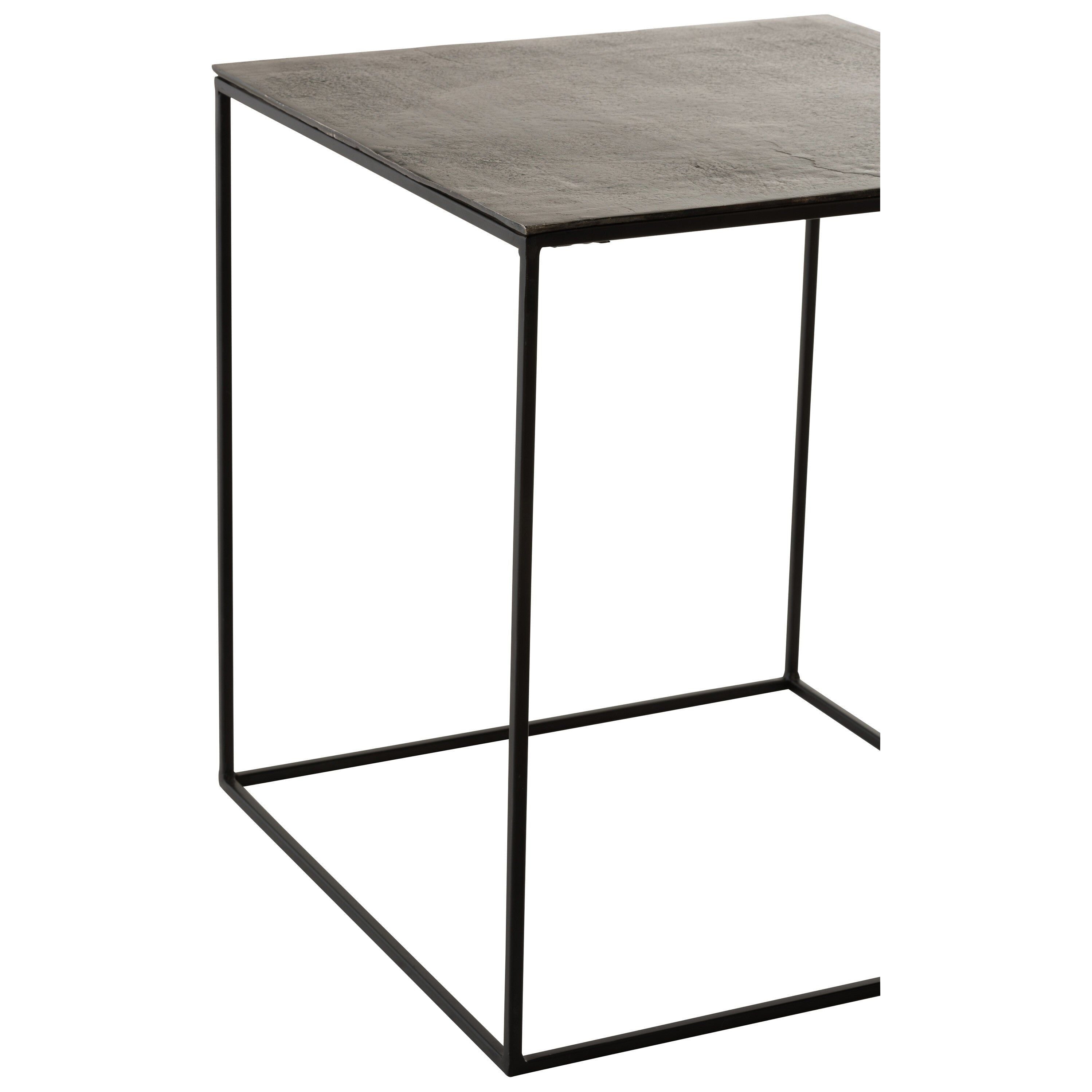 Set of 2 Side Tables Square Oxidize Aluminum/iron Antique