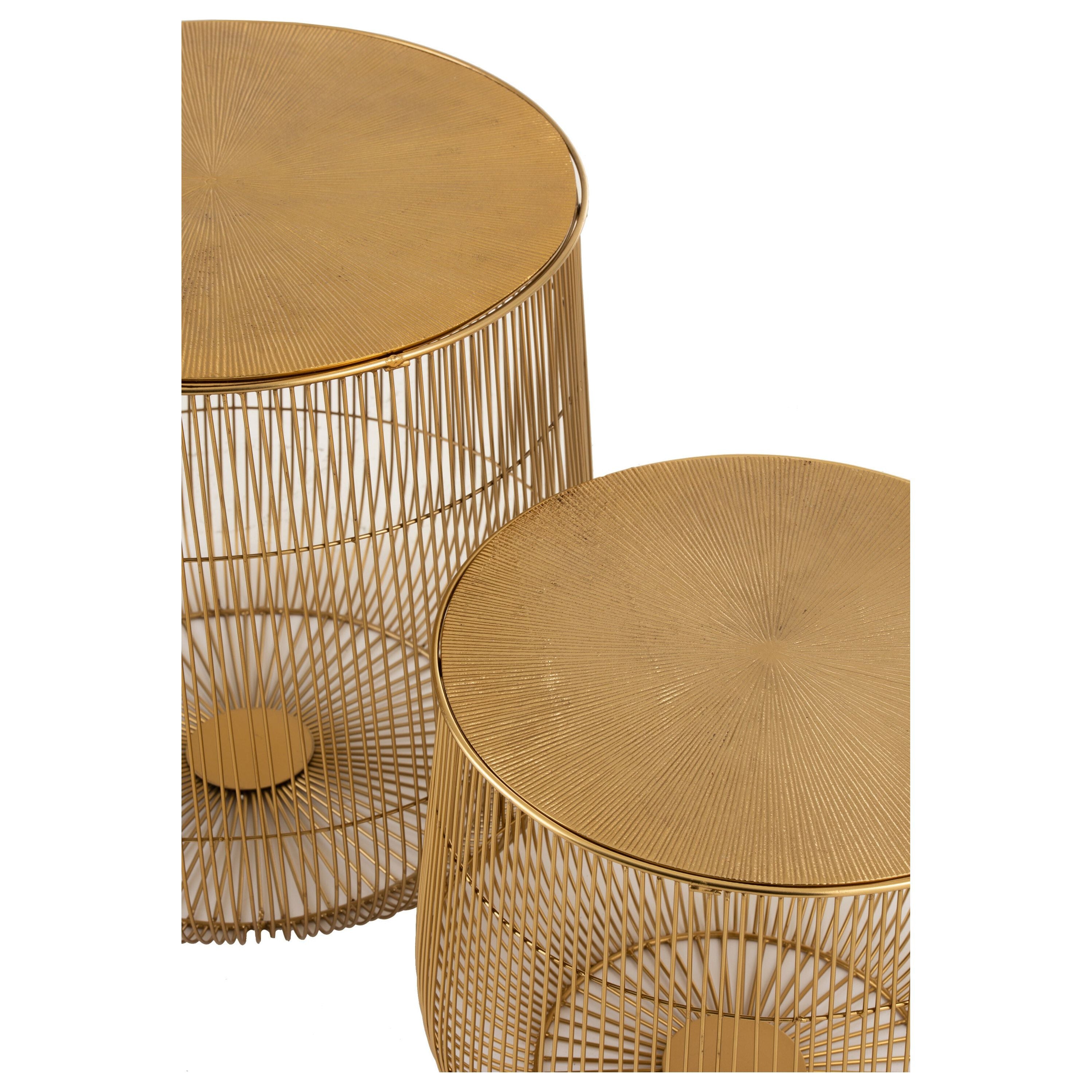 Side Tables Basket Metal Gold