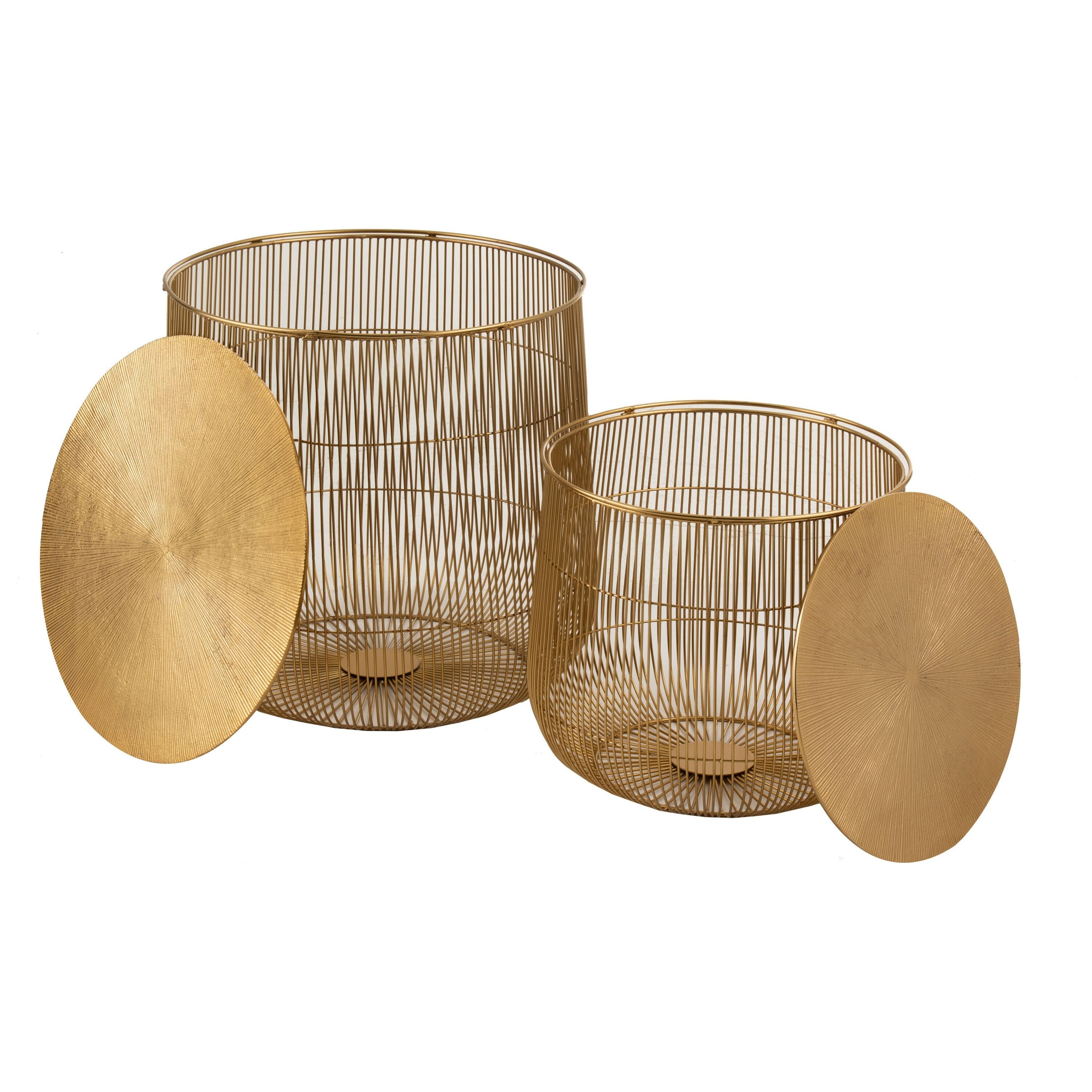 Side Tables Basket Metal Gold