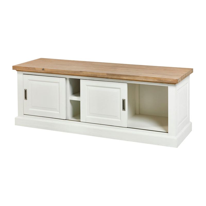 TV cabinet | Furniture series Tris | White | 155 x 55 x 48 (h) cm
