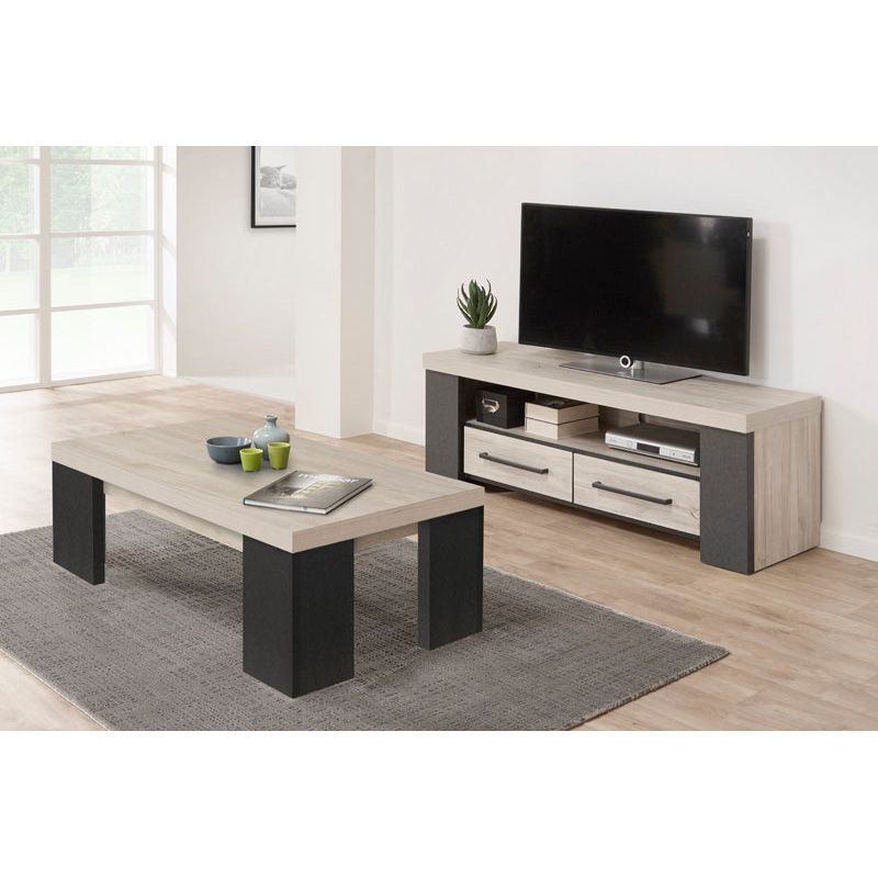 TV cabinet | Furniture series Odin | Anthracite, natural | 140x45
