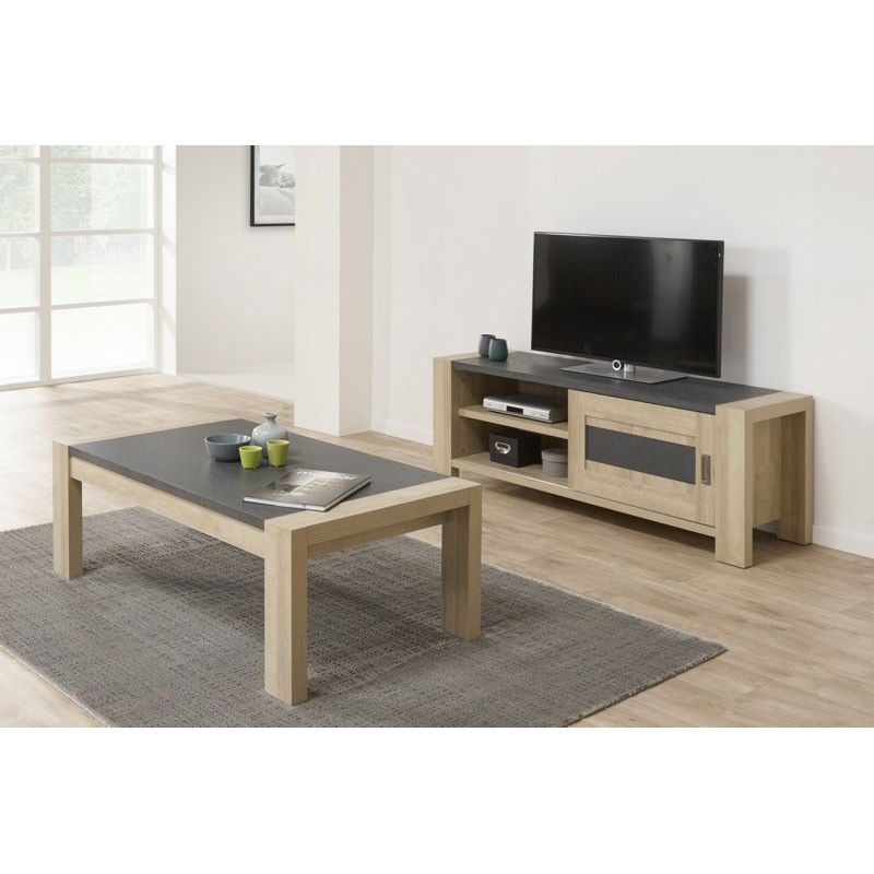 Display cabinet | Furniture series Costas | Anthracite, natural | 141
