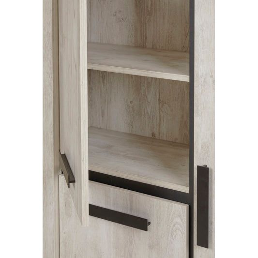 Display cabinet | Furniture series Bergen | light gray, natural,