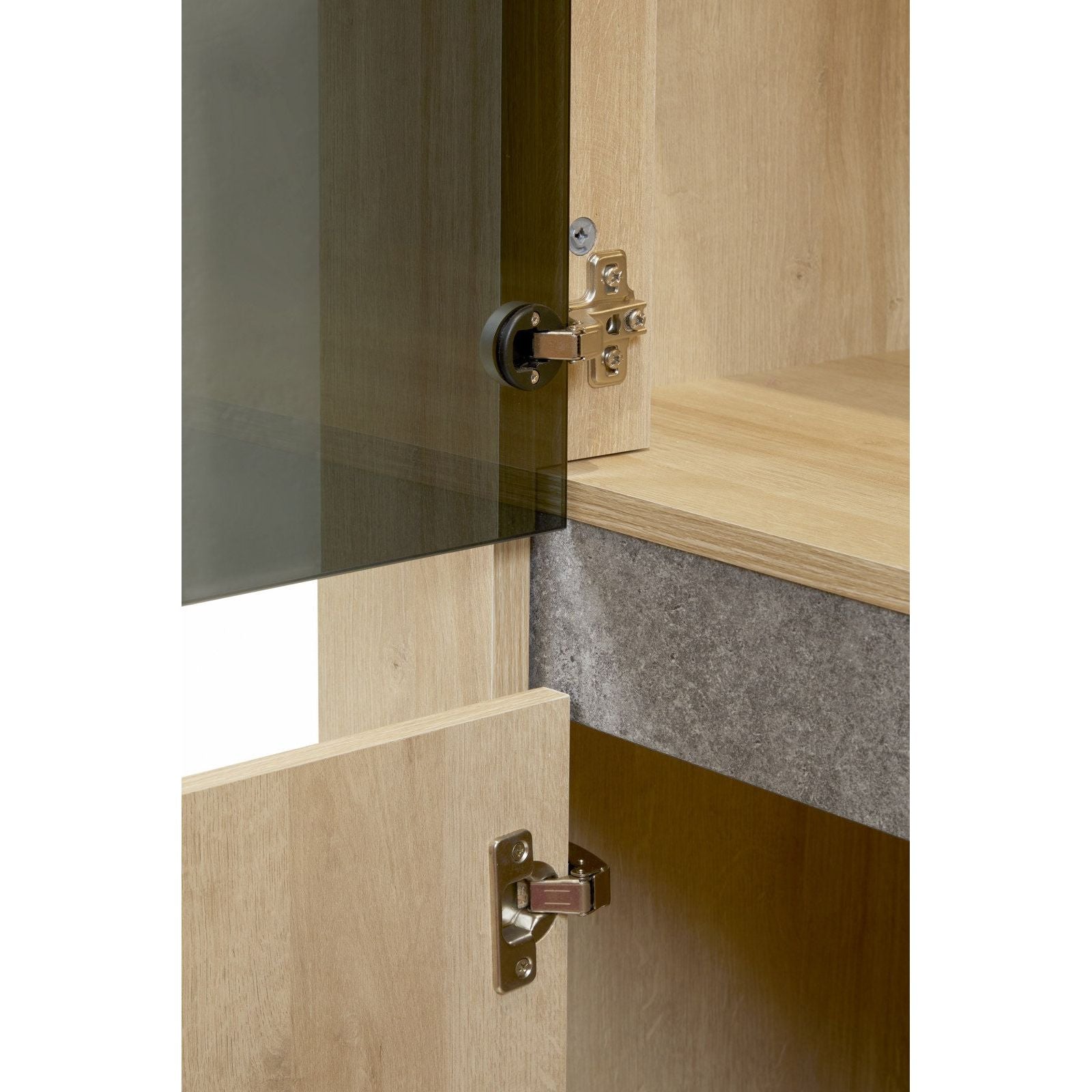 Display cabinet | Furniture series Ariya | brown, natural, light gray