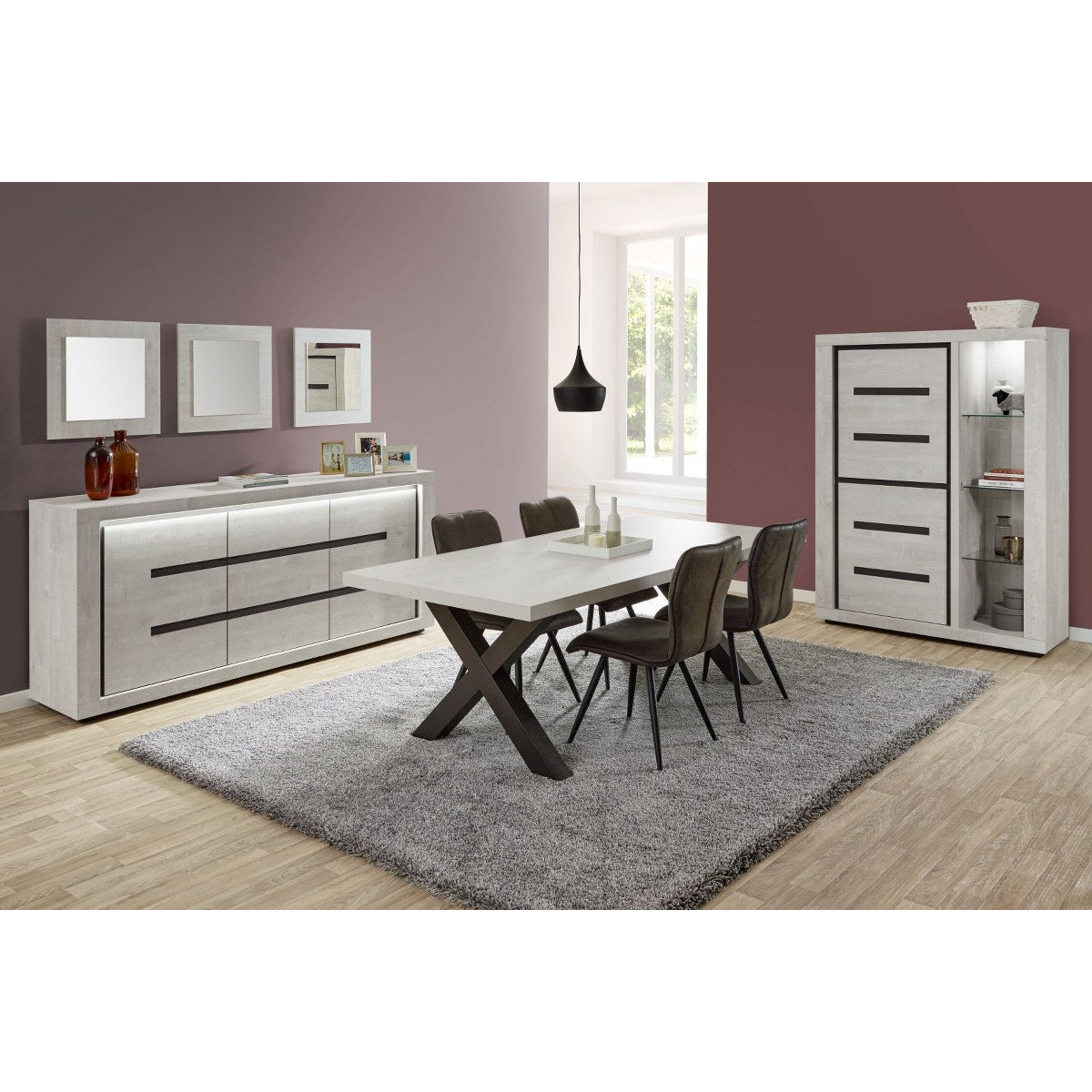 Wall cabinet | Furniture series Vento | light gray, natural | 132x