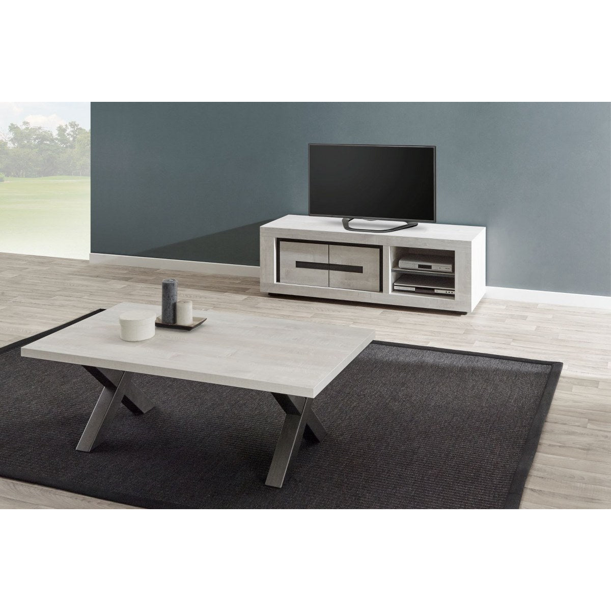 TV cabinet | Furniture series Vento | light gray, natural | 150x