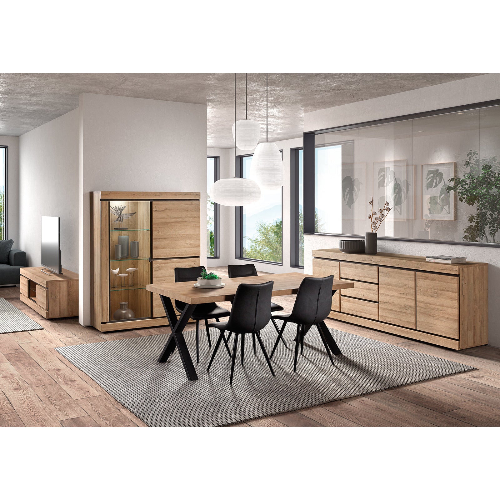 Wall cabinet | Furniture series Talenso | natural, gray, brown | 130