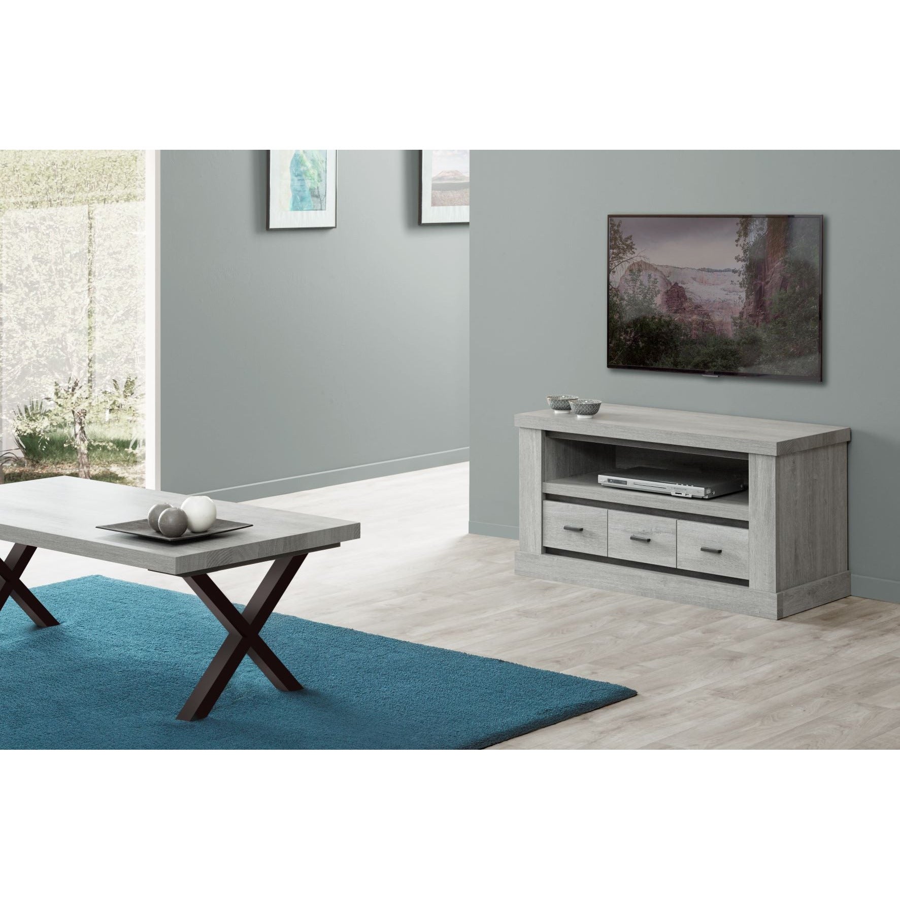 TV meubel | Meubelserie Coupé | naturel, grijs, zwart