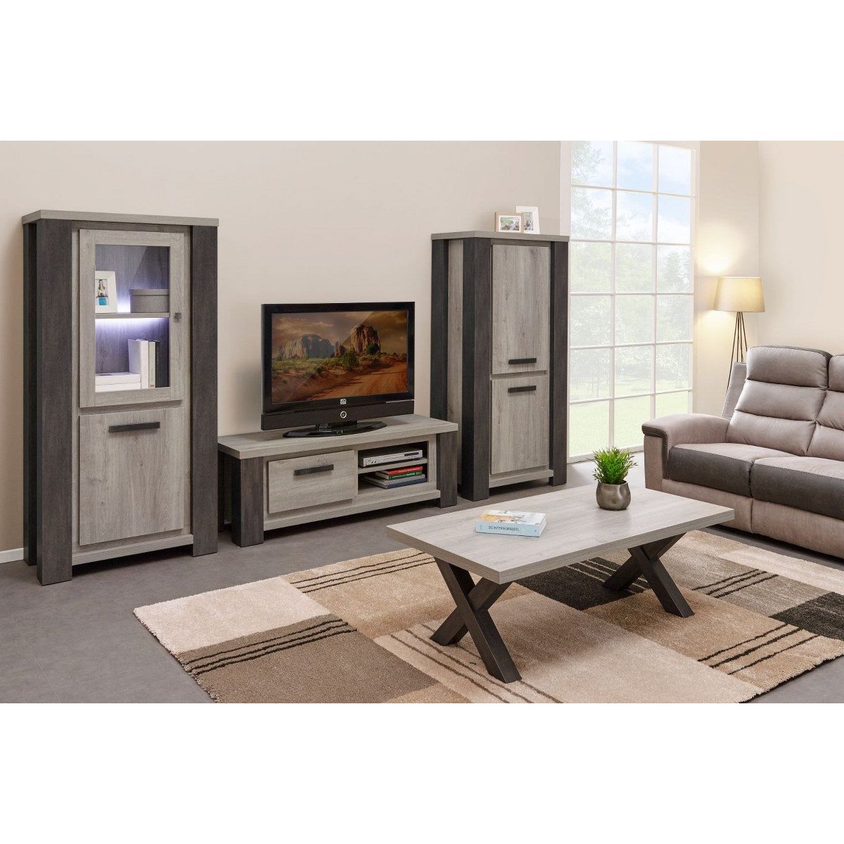 Wall cabinet | Furniture series Annatheo | natural, gray, black |
