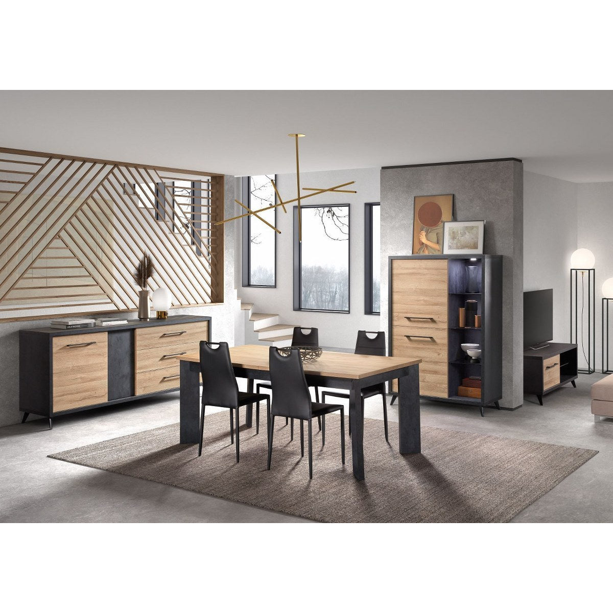 Dresser | Furniture series Moulin | Natural, black | 220x50x