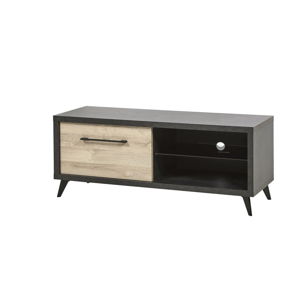 TV cabinet | Furniture series Moulin | Natural, black | 128x54x