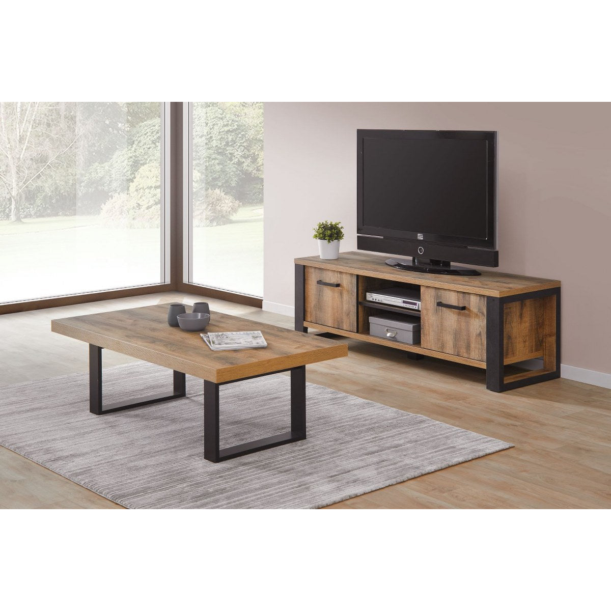 TV-meubel | Meubelserie Tremolo | bruin, zwart | 157 x 48 x