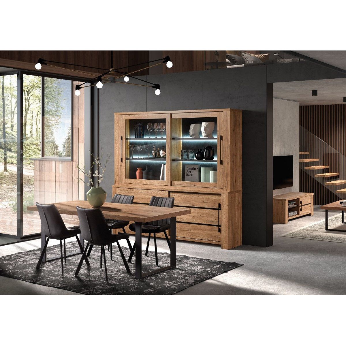 TV cabinet | Furniture series Basto | brown, natural | 150x48x