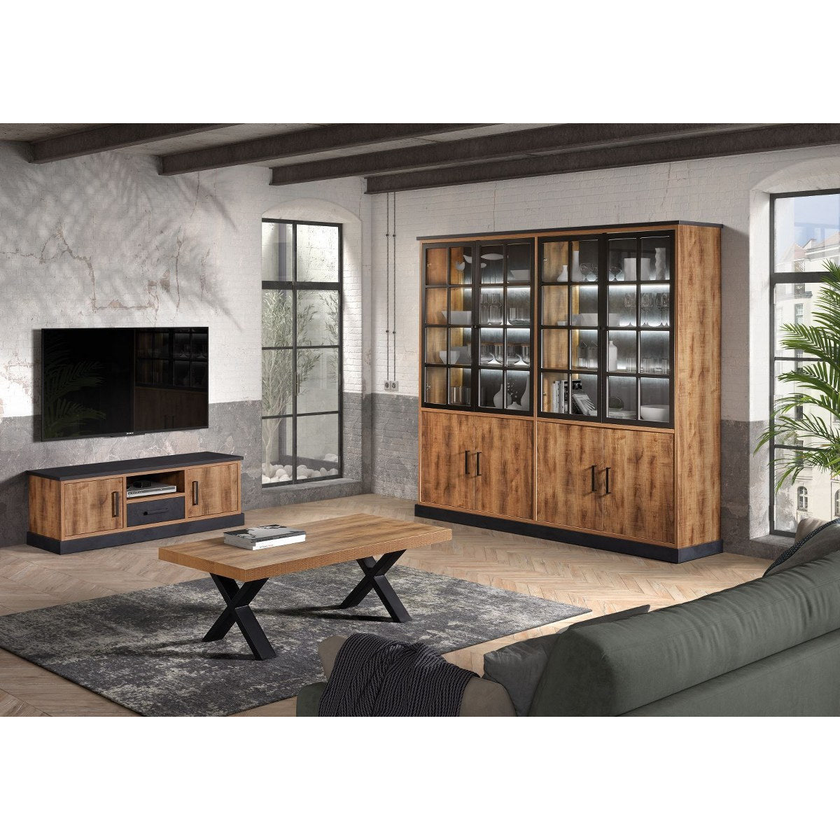 Display cabinet | Furniture series Cologne | brown | 120x45x211