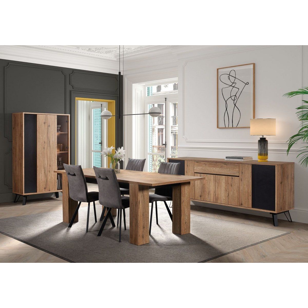 Wall cabinet / display cabinet | Furniture series Manor | brown, natural,