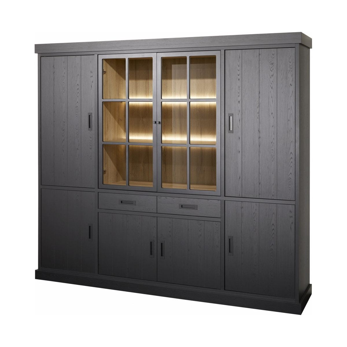 Virine Cabinet / Wall Cabinet | Furniture series Sigma | black, natural |