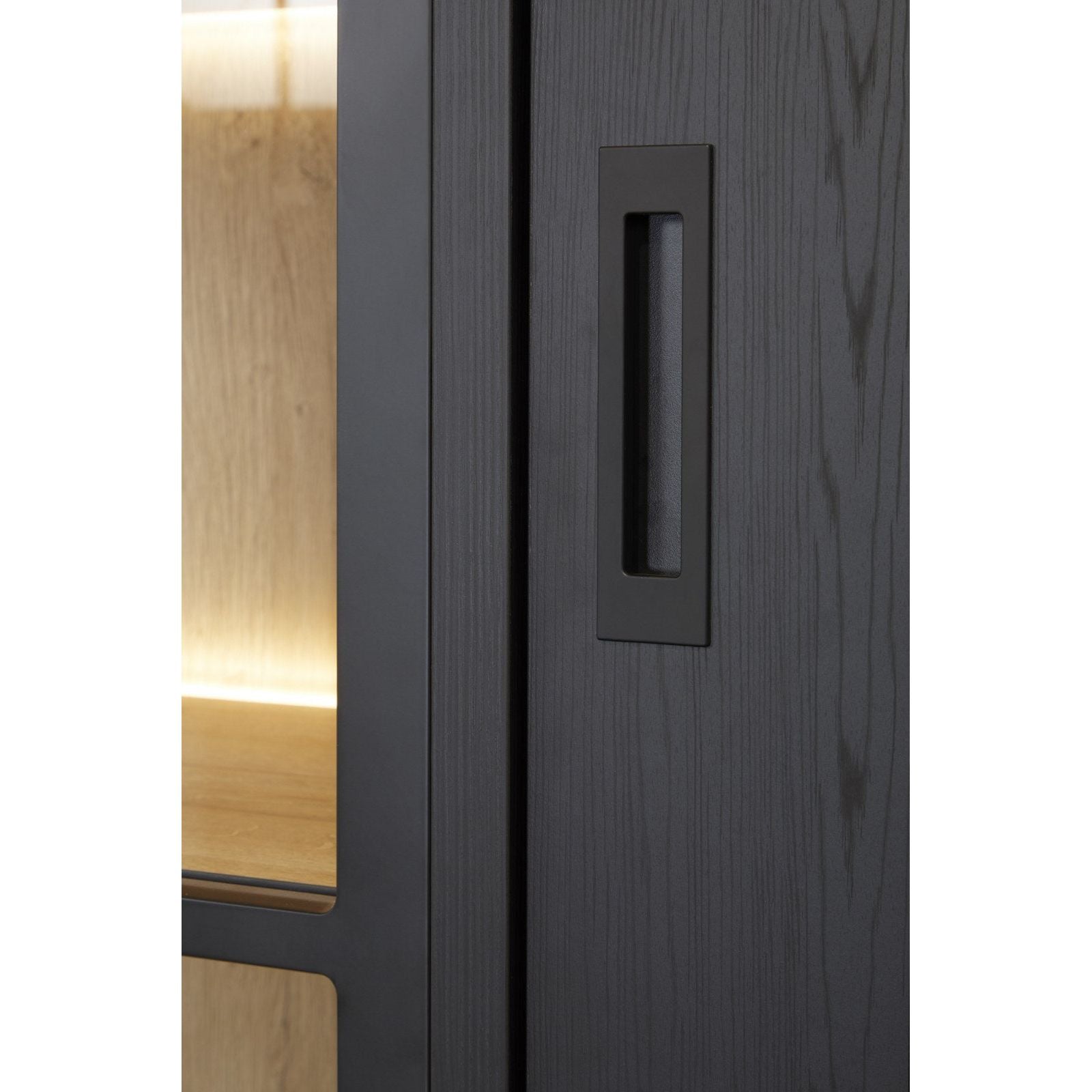 Virine Cabinet / Wall Cabinet | Furniture series Sigma | black, natural |