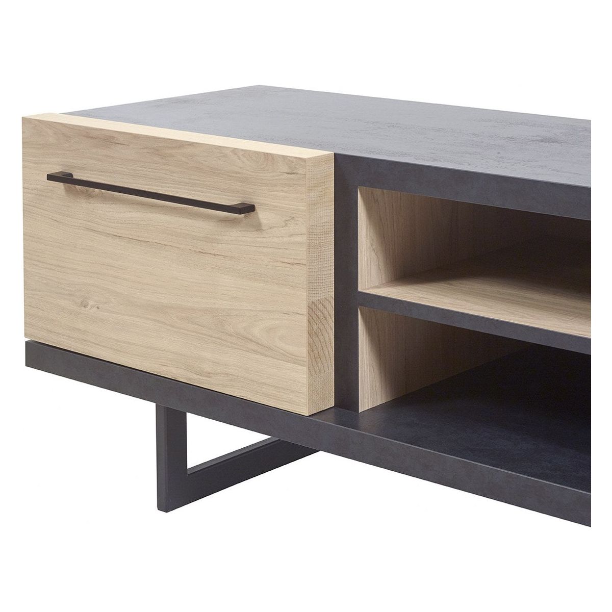TV cabinet | Furniture series Dylan | natural, black | 157x48x