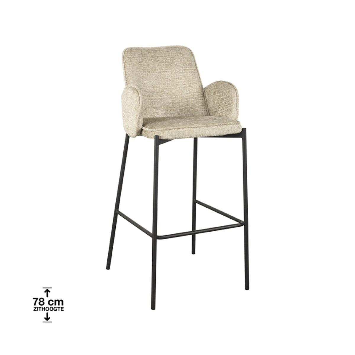 LABEL51 Bar stool Joni - Beige - Velvet - Seat height 78 cm |