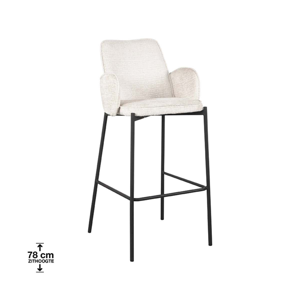 LABEL51 Bar stool Joni - Cream - Velvet - Seat height 78 cm |