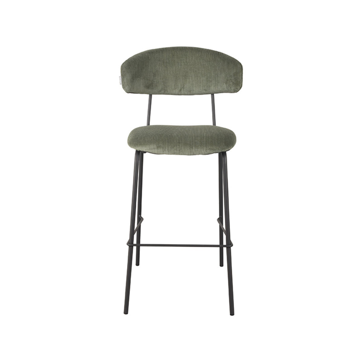 LABEL51 Bar stool Zack - Green - Ribcord - Seat height 78 | 2 pieces