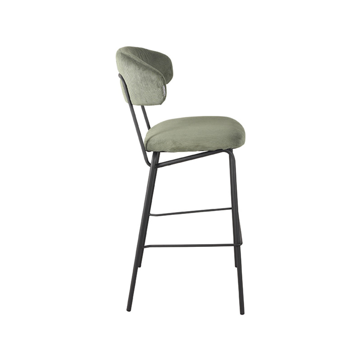 LABEL51 Bar stool Zack - Green - Ribcord - Seat height 78 | 2 pieces