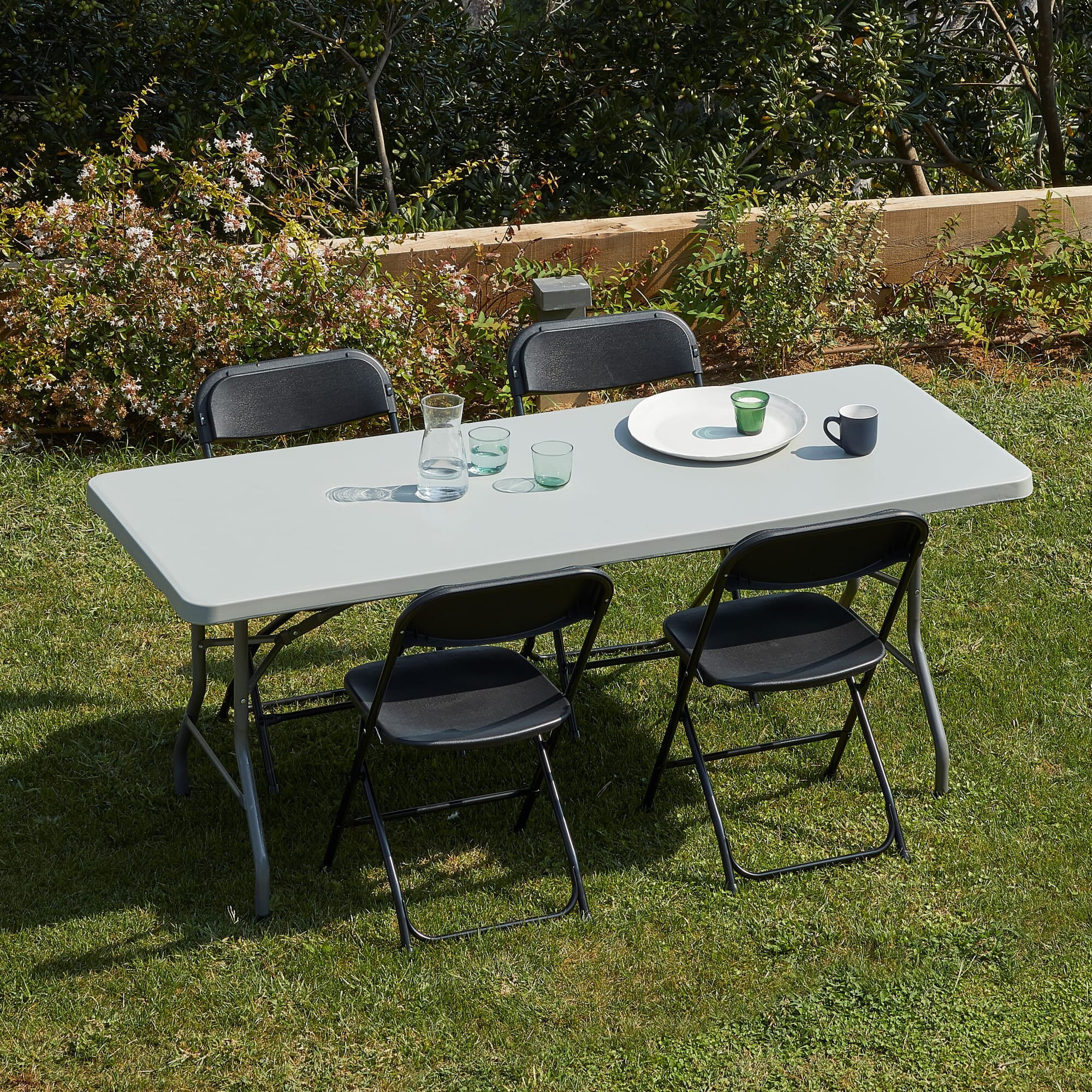 Garbar chopin rechthoekige opvouwbare tafel 180x75 grijs