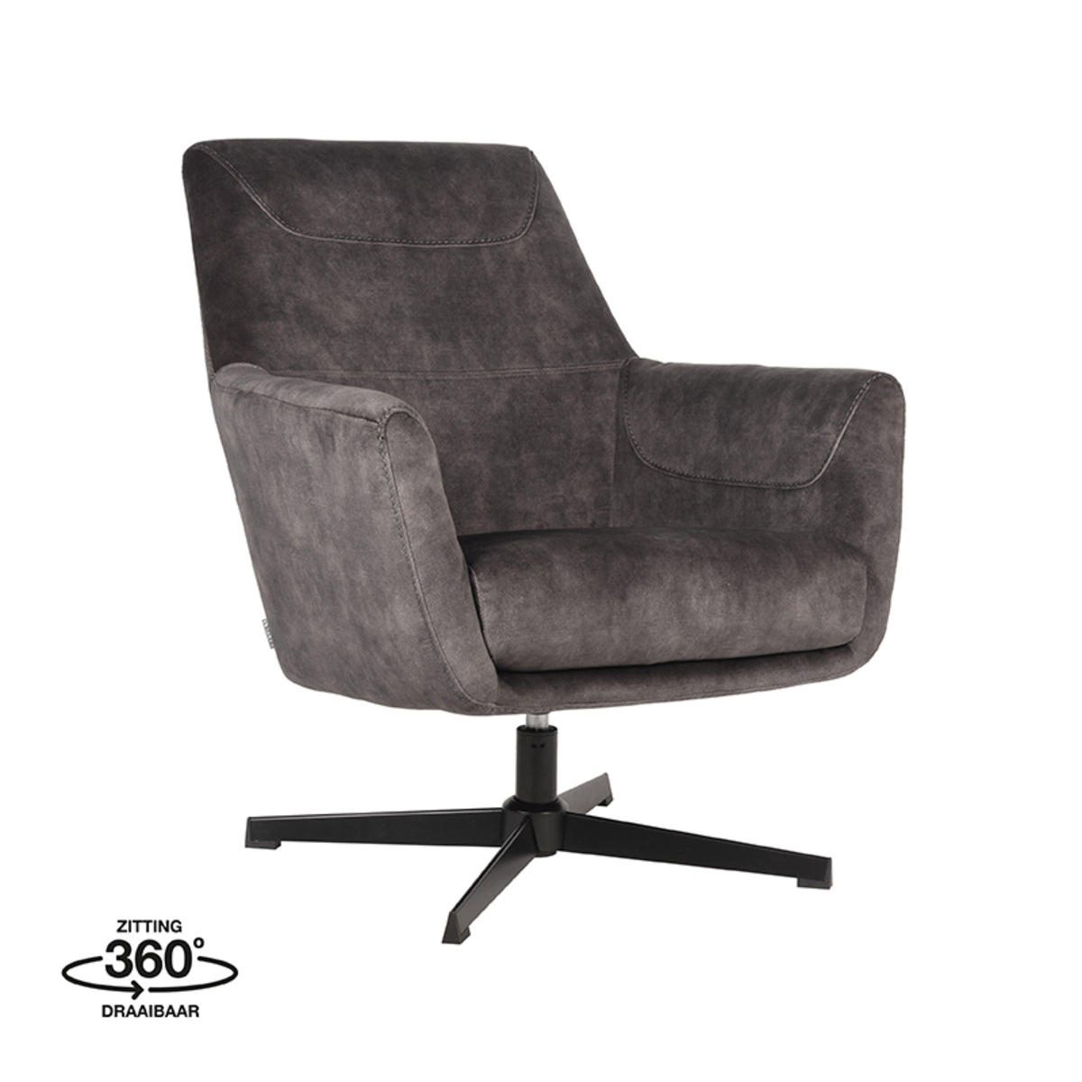 LABEL51 Armchair Toby - Anthracite - Velours