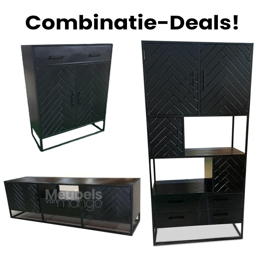 Recife combination deal TV Cabinet, Chest of Drawers and Cabinet black