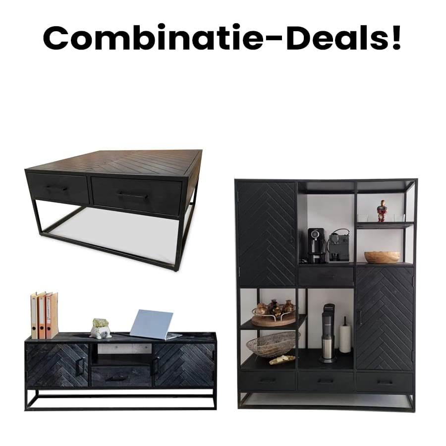 Recife combination deal TV Furniture, Coffee Table and Cabinet black