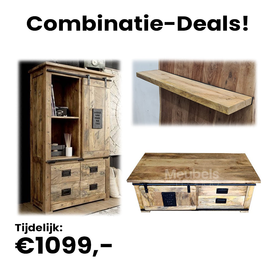 Combination Deal Rio Bookcase + Coffee Table + Hanging Shelf