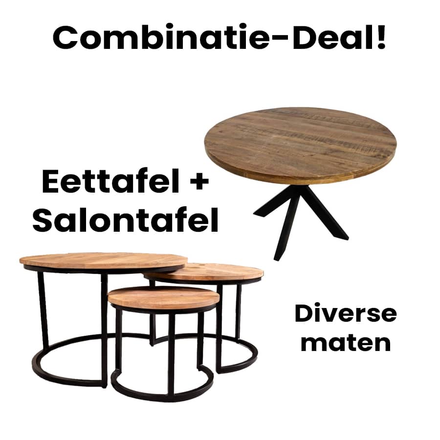 Combinatie Deal - Salontafel & Eettafel naturel - 100cm
