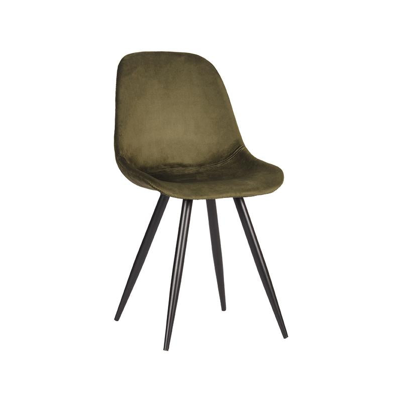 LABEL51 Dining room chair Capri - Army green - Velvet | 2 pieces